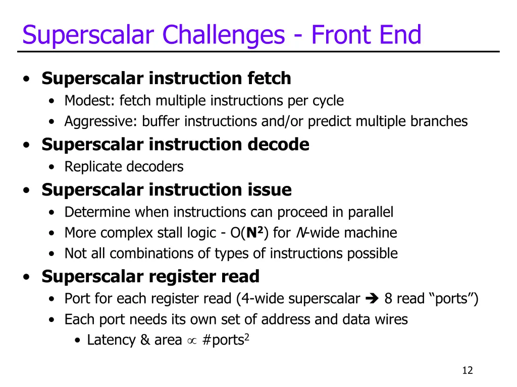 superscalar challenges front end