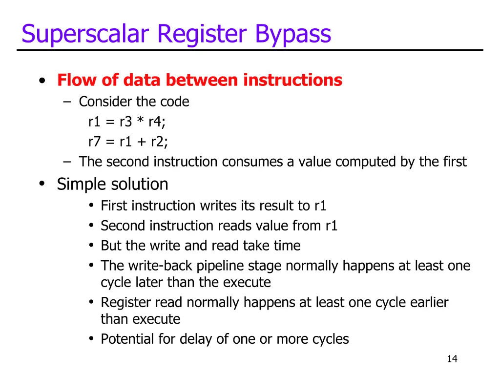 superscalar register bypass