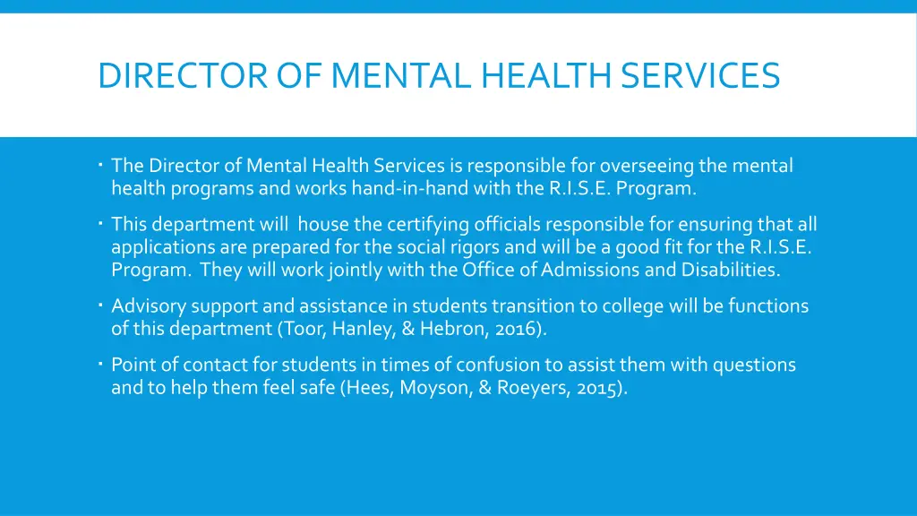 director of mental health services