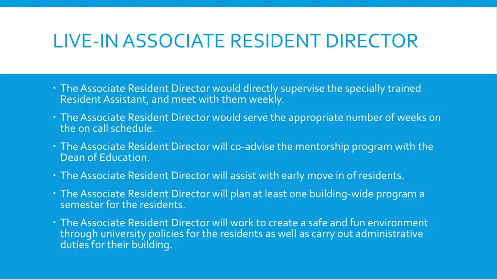 live in associate resident director