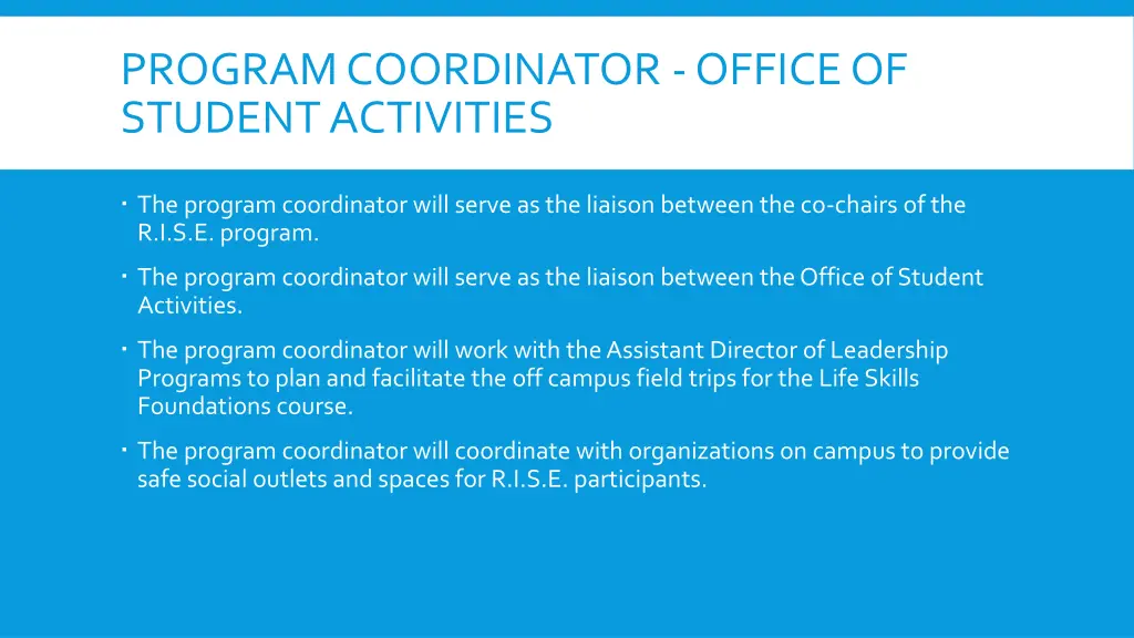 program coordinator office of student activities