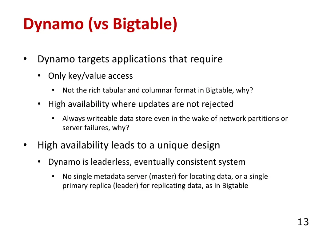 dynamo vs bigtable