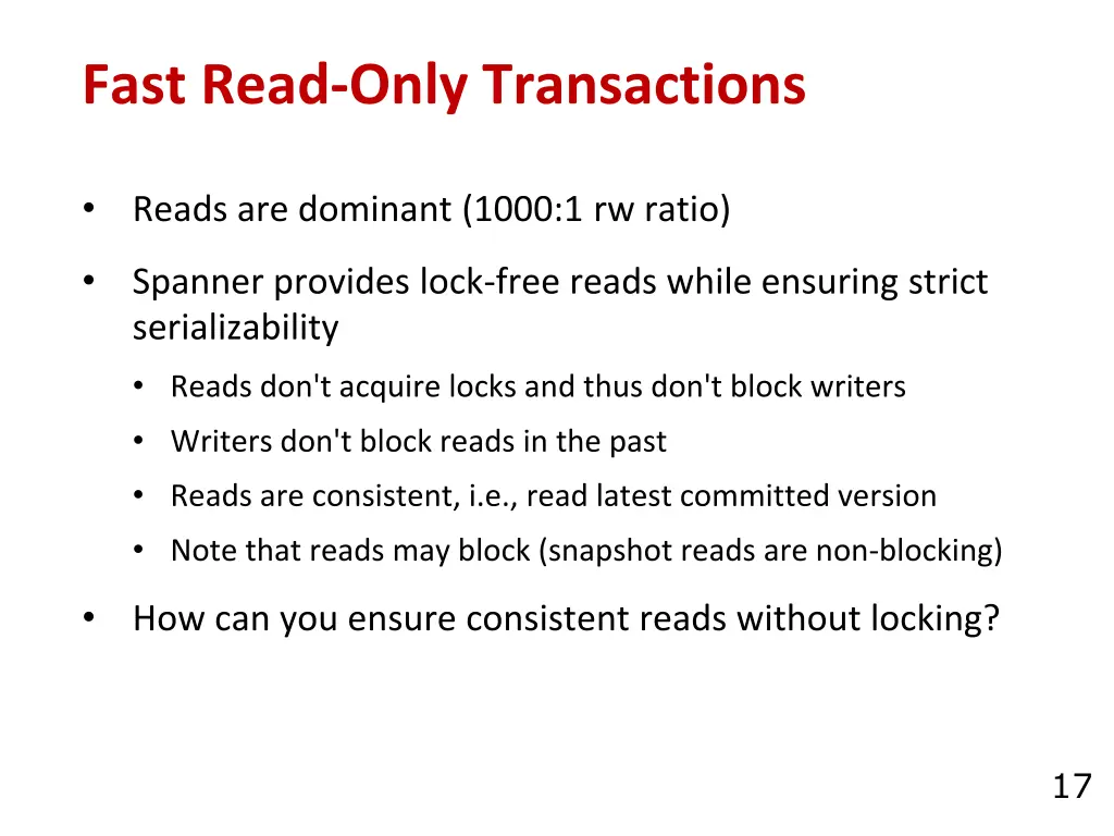 fast read only transactions