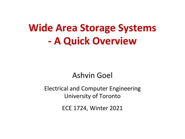 wide area storage systems a quick overview