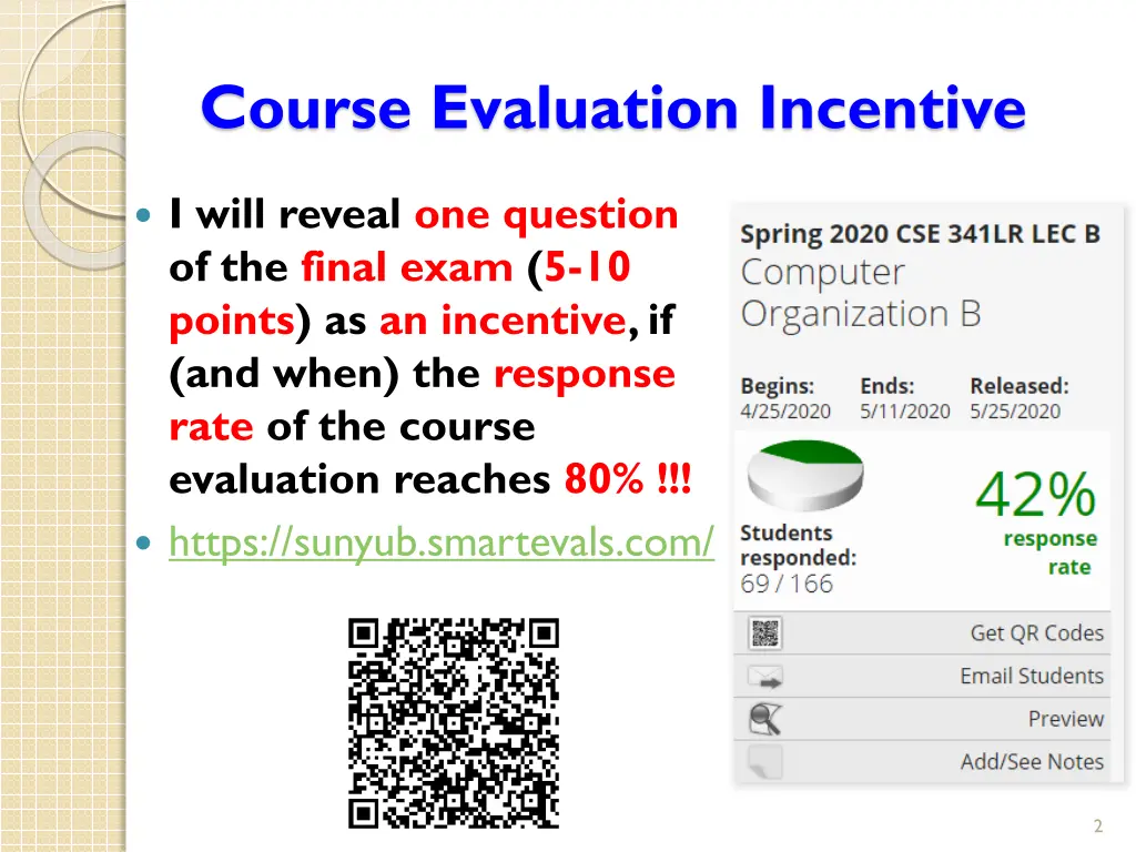 course evaluation incentive