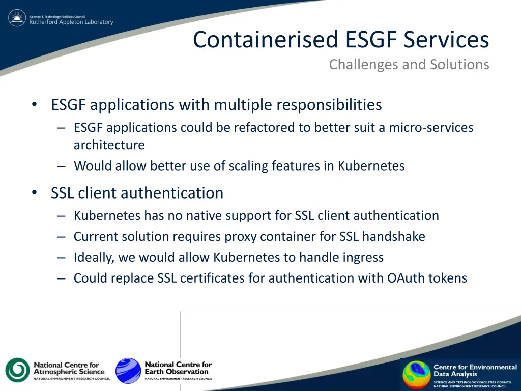 containerised esgf services challenges 1