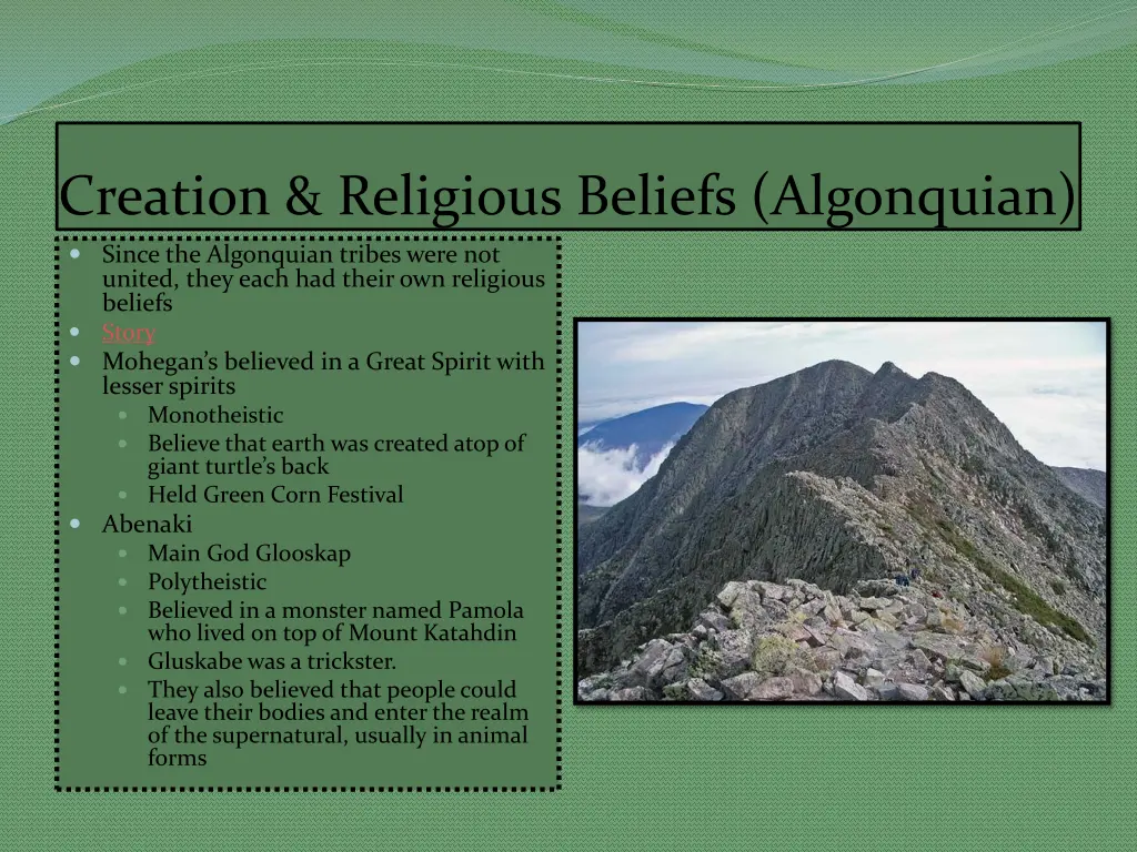 creation religious beliefs algonquian