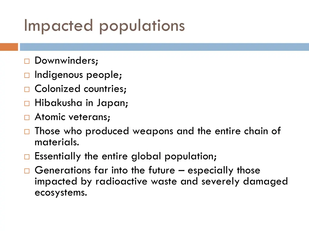 impacted populations