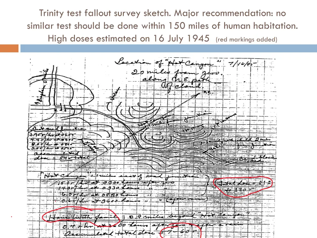 trinity test fallout survey sketch major