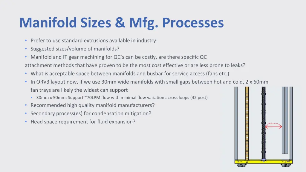 manifold sizes mfg processes