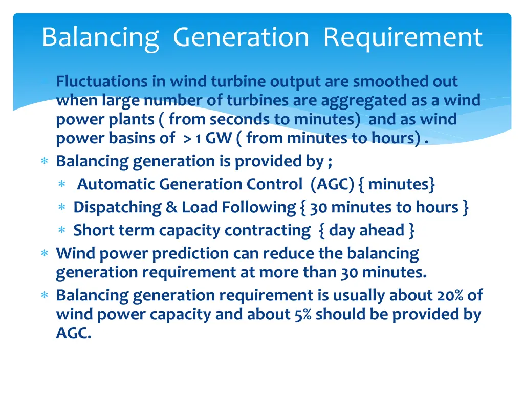 balancing generation requirement 1