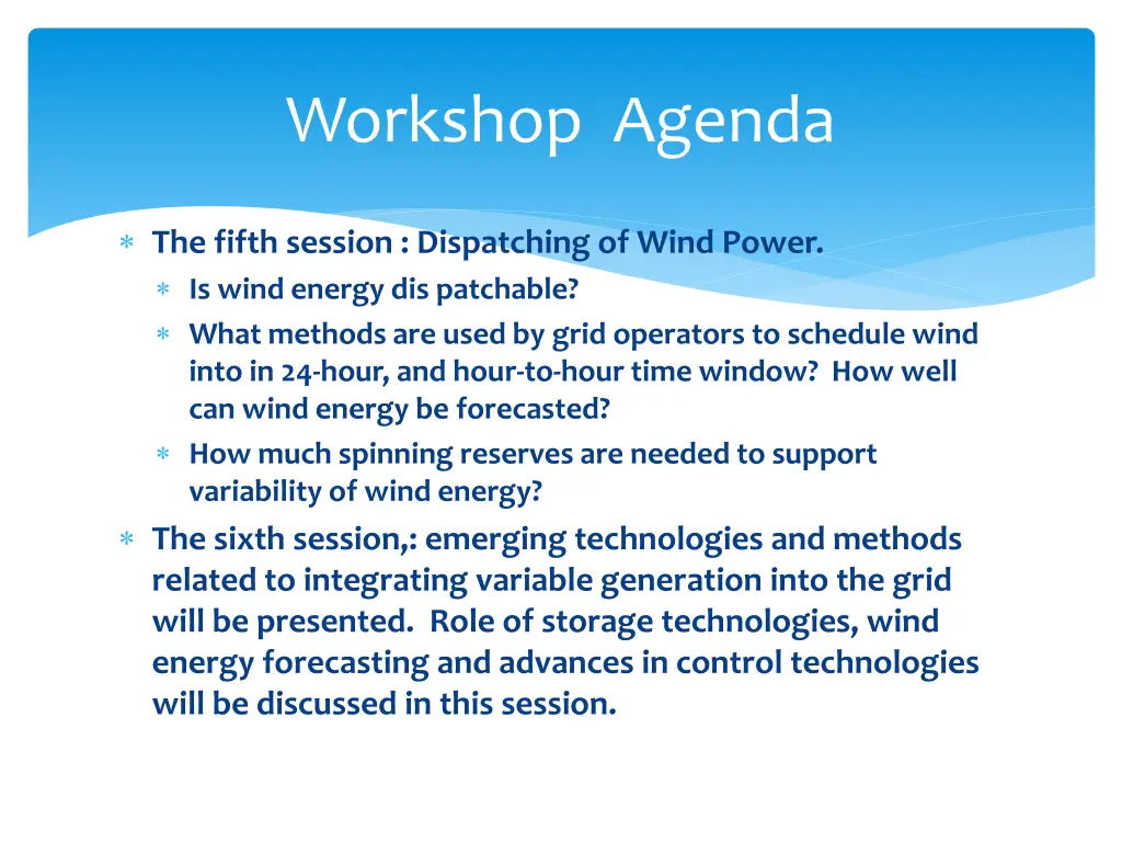 workshop agenda 2