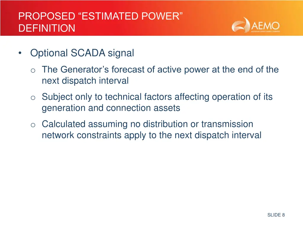 proposed estimated power definition