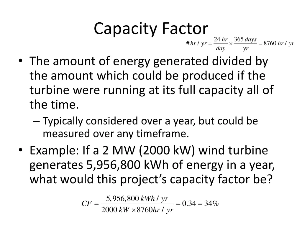 capacity factor