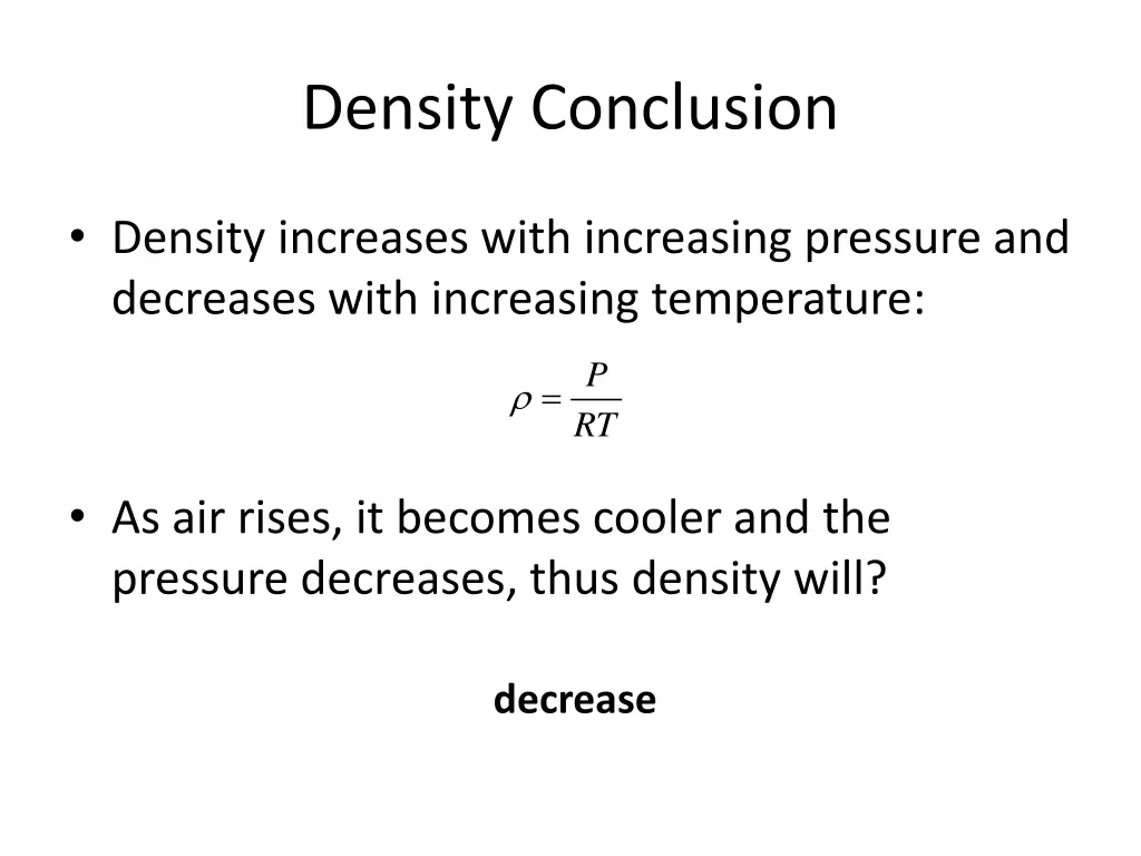 density conclusion