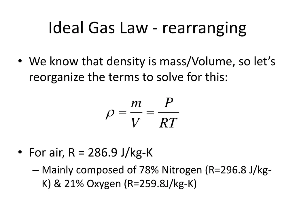 ideal gas law rearranging