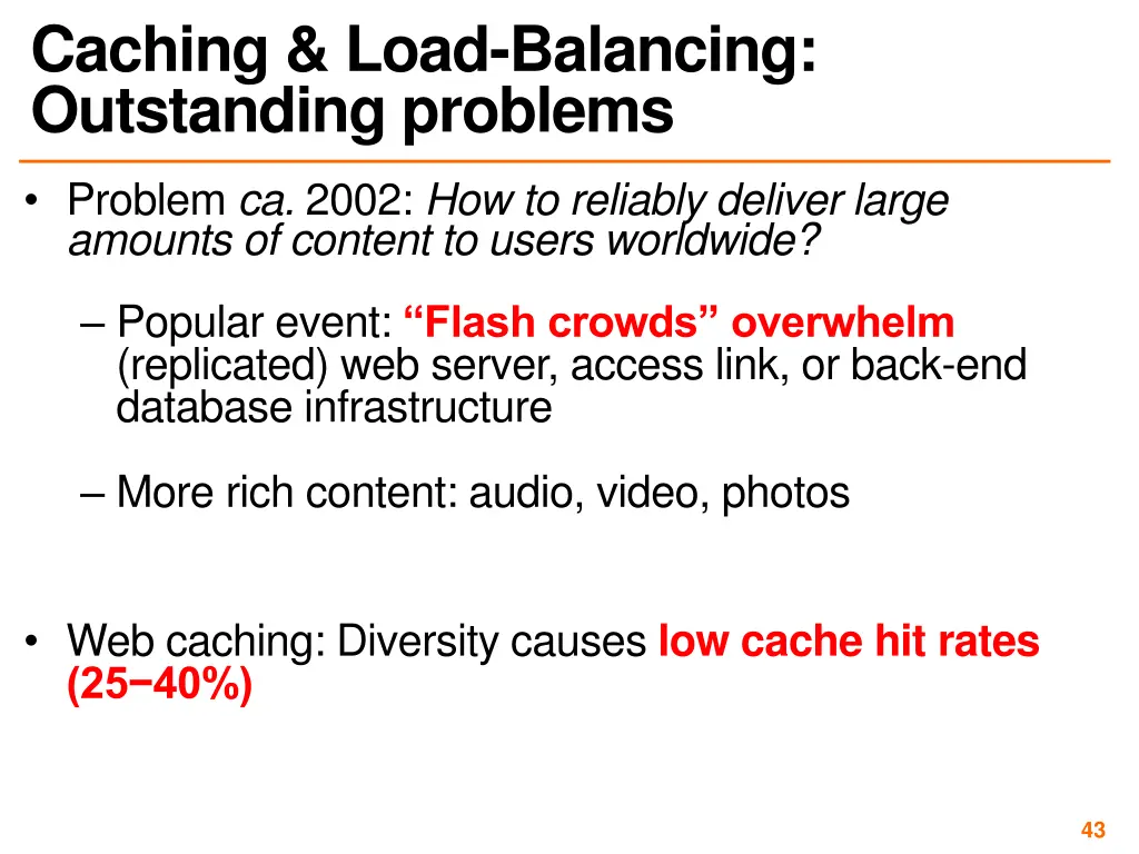 caching load balancing outstanding problems