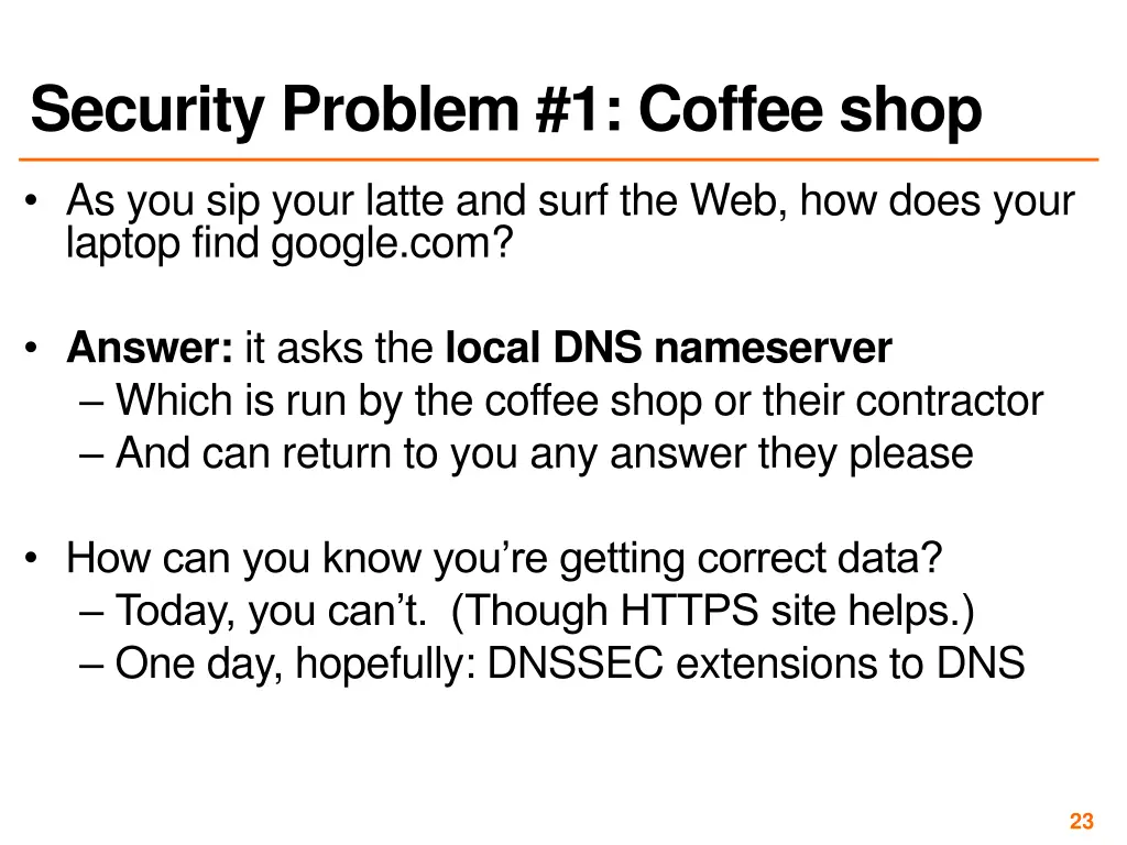 security problem 1 coffee shop