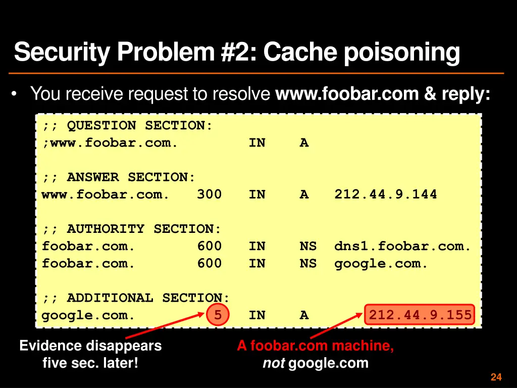 security problem 2 cache poisoning