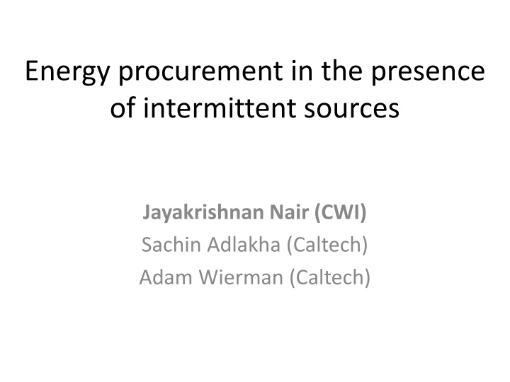 energy procurement in the presence