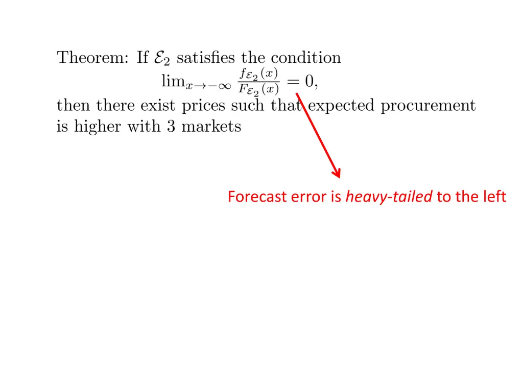 forecast error is heavy tailed to the left