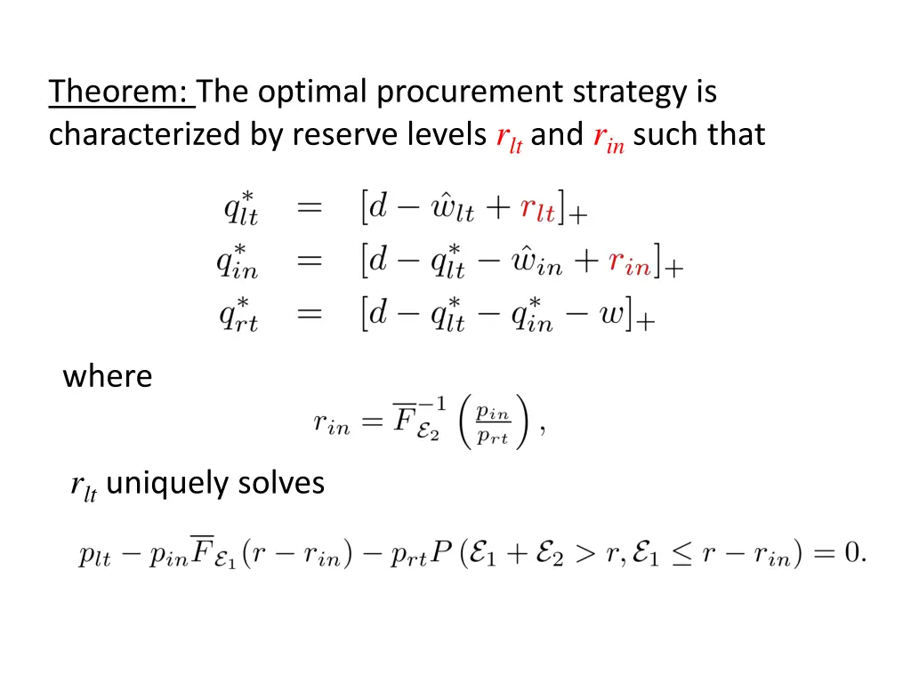 theorem the optimal procurement strategy