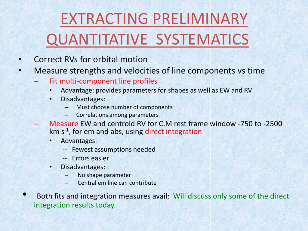 extracting preliminary quantitative systematics