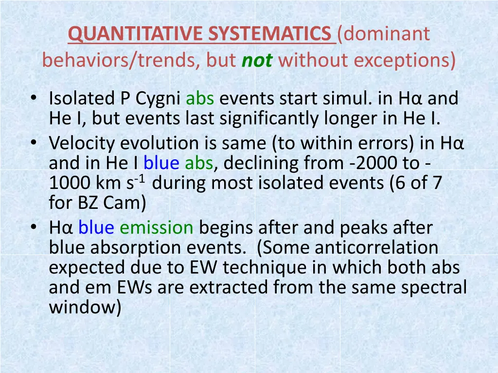 quantitative systematics dominant behaviors