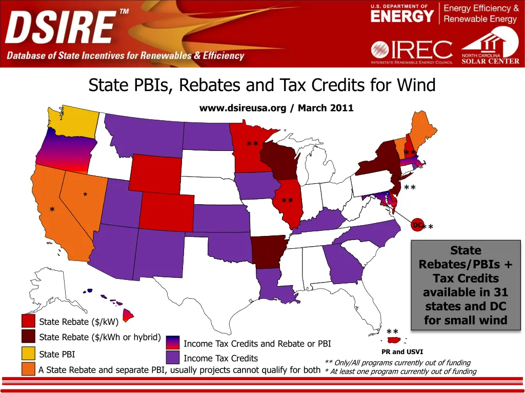 state pbis rebates and tax credits for wind