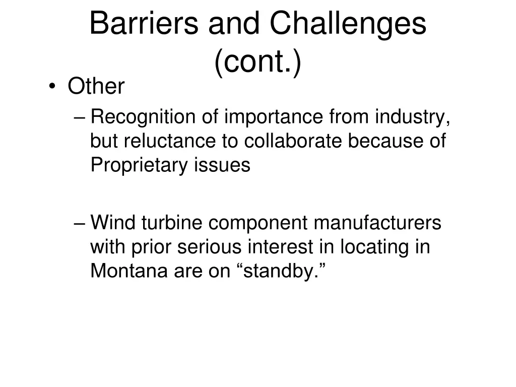 barriers and challenges cont other recognition