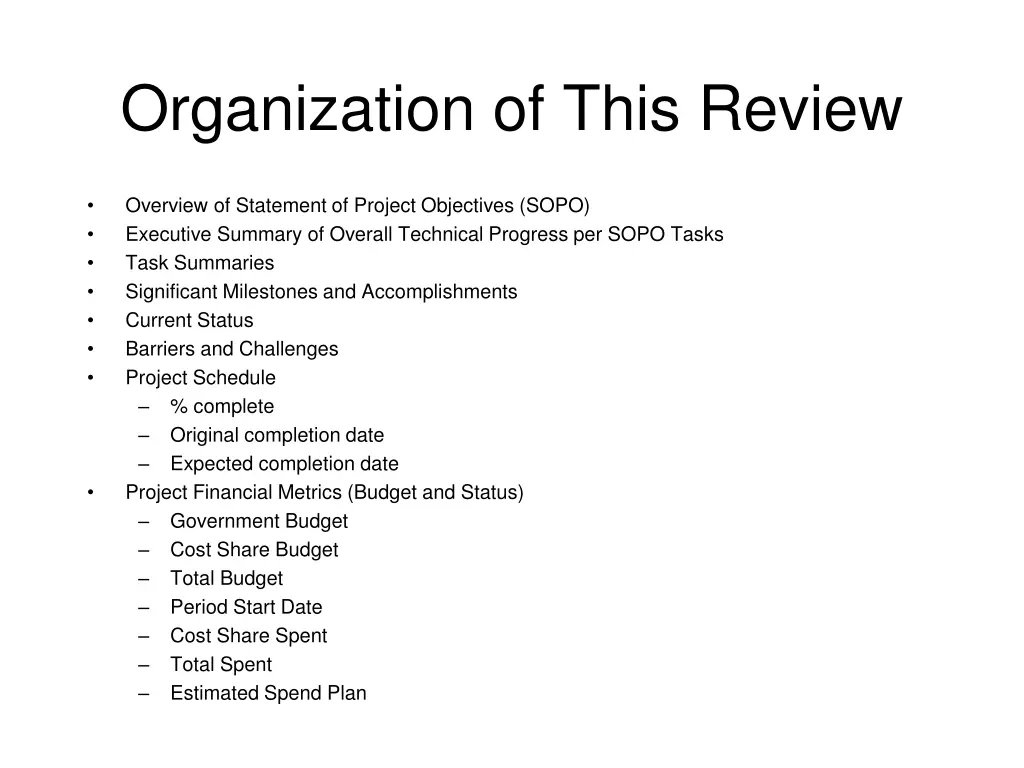 organization of this review