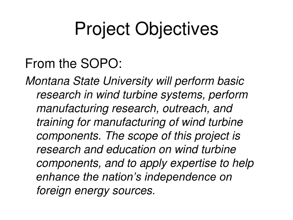 project objectives