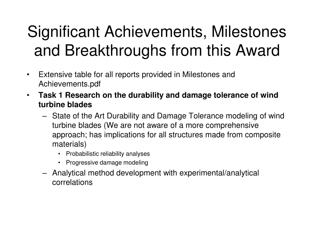 significant achievements milestones