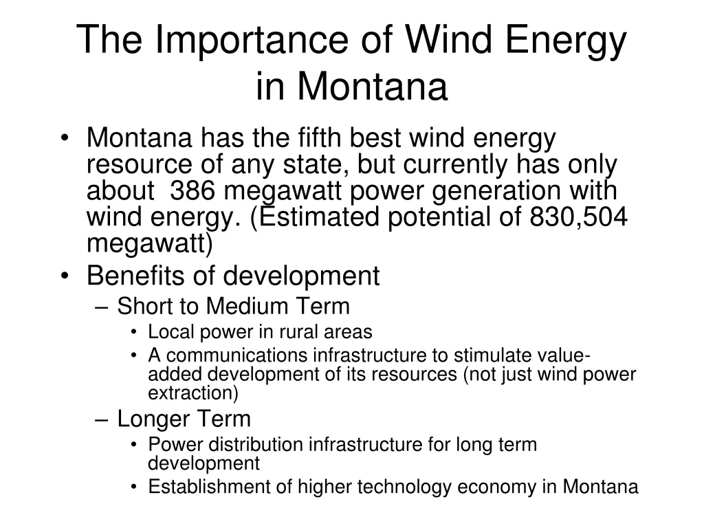 the importance of wind energy in montana montana