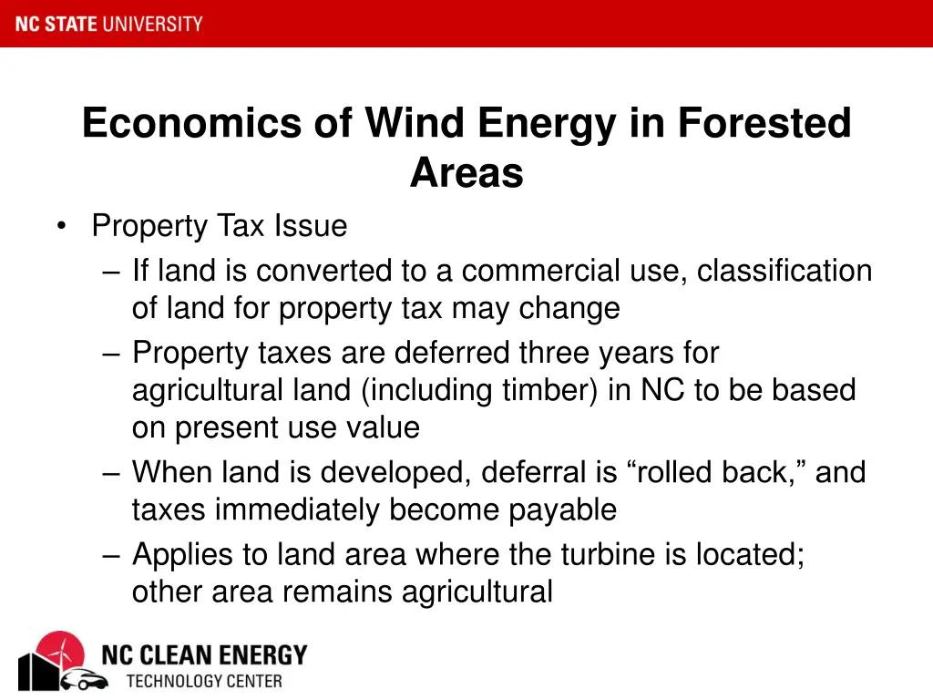 economics of wind energy in forested areas 1