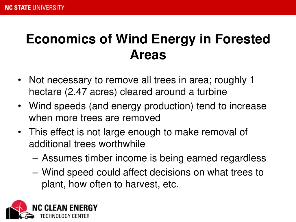 economics of wind energy in forested areas