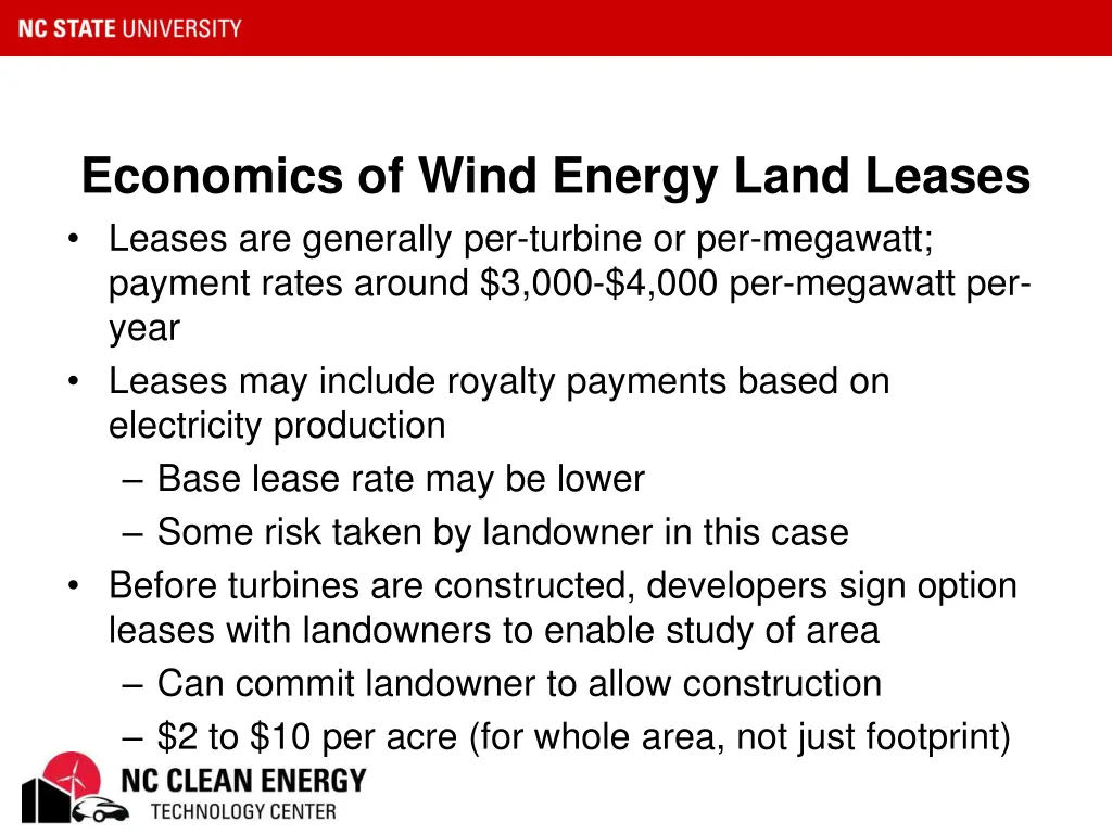 economics of wind energy land leases leases