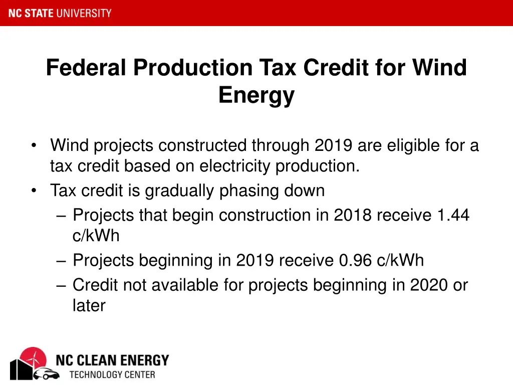 federal production tax credit for wind energy