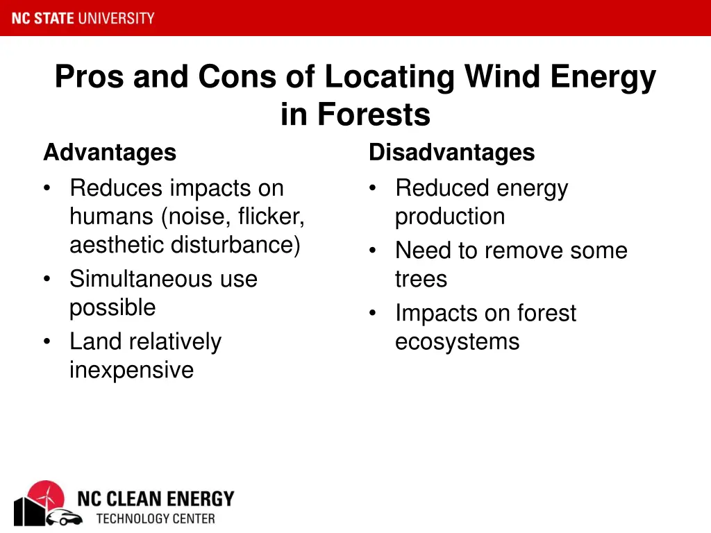 pros and cons of locating wind energy in forests