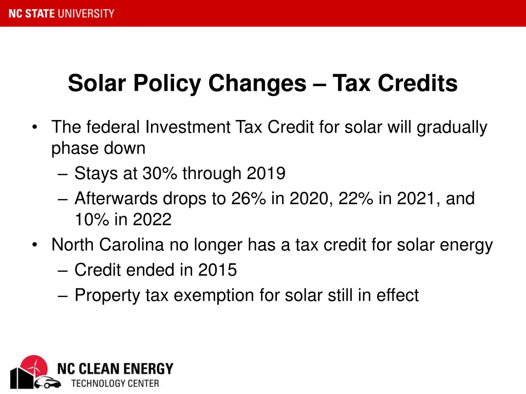 solar policy changes tax credits