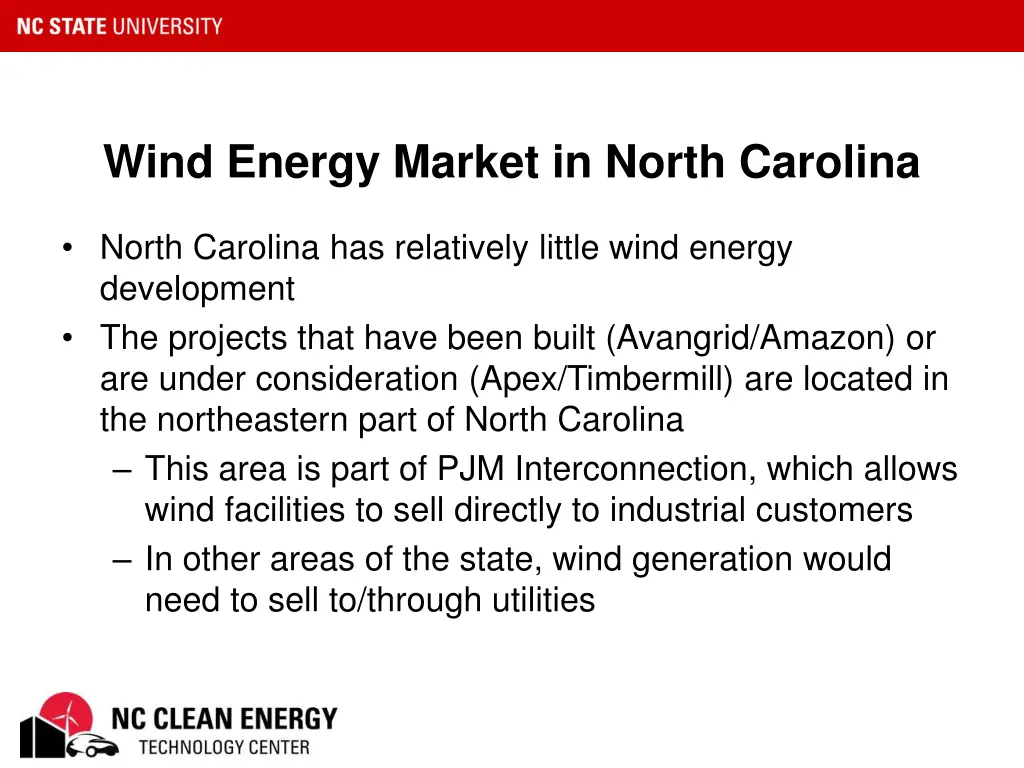 wind energy market in north carolina