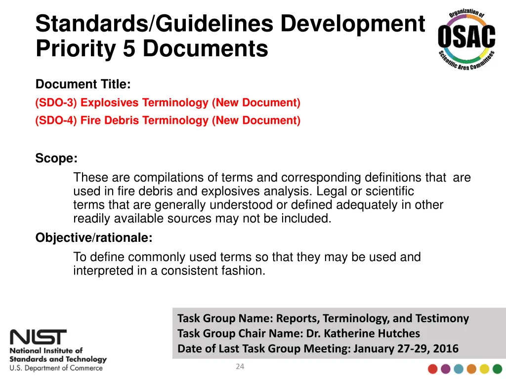 standards guidelines development priority 8