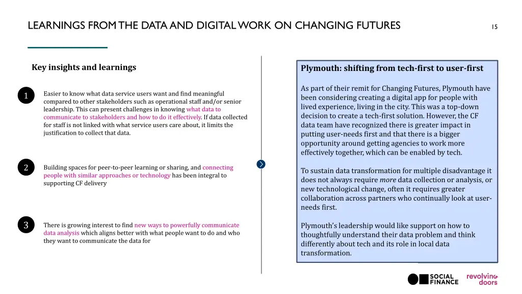 learnings from the data and digital work