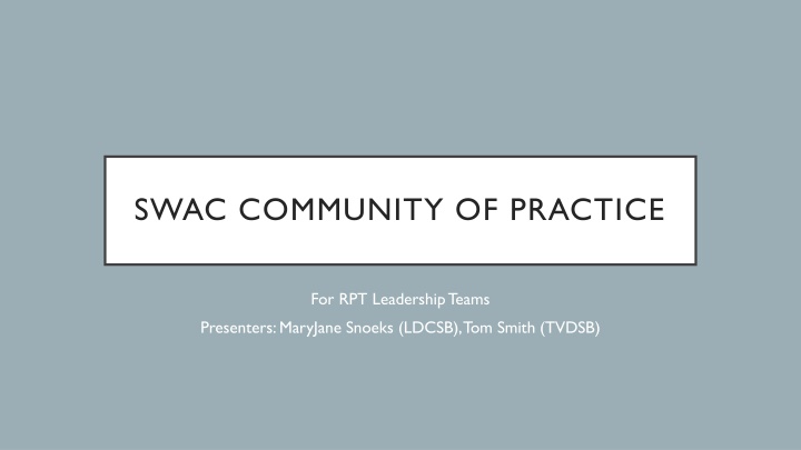 swac community of practice