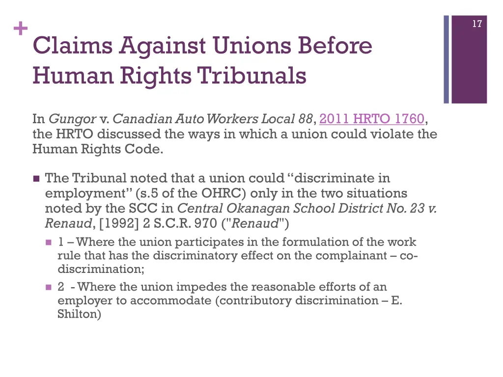 claims against unions before human rights 1