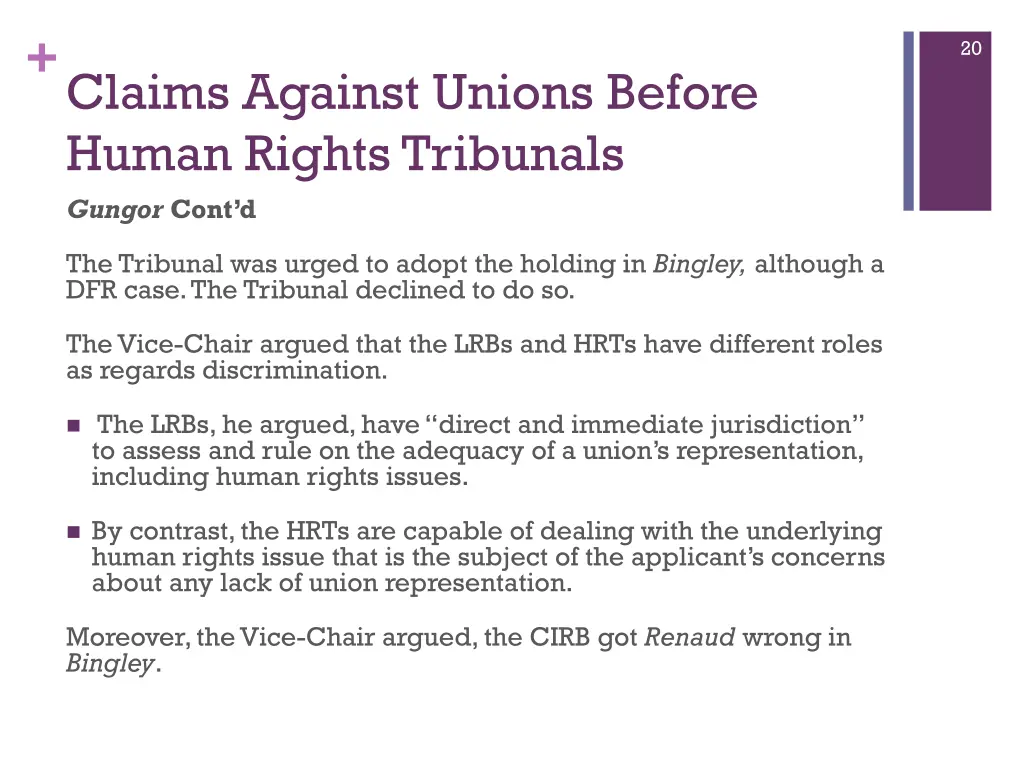 claims against unions before human rights 4