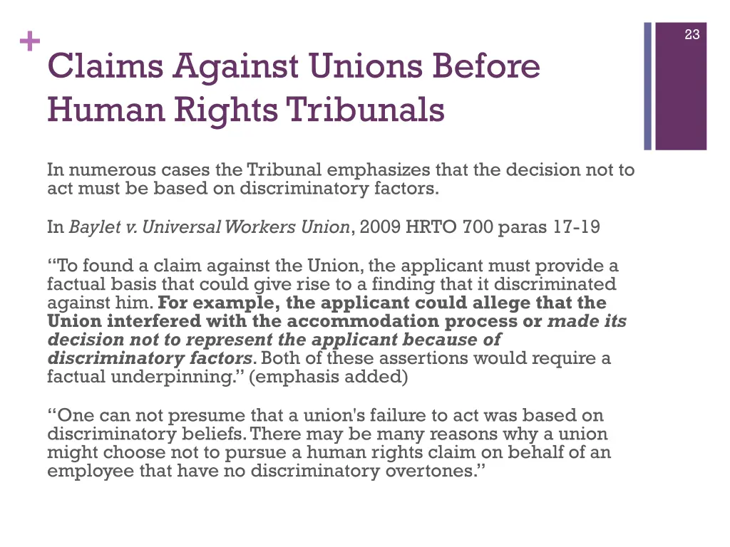 claims against unions before human rights 7