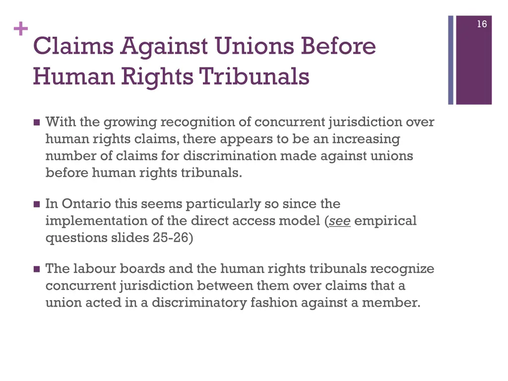 claims against unions before human rights