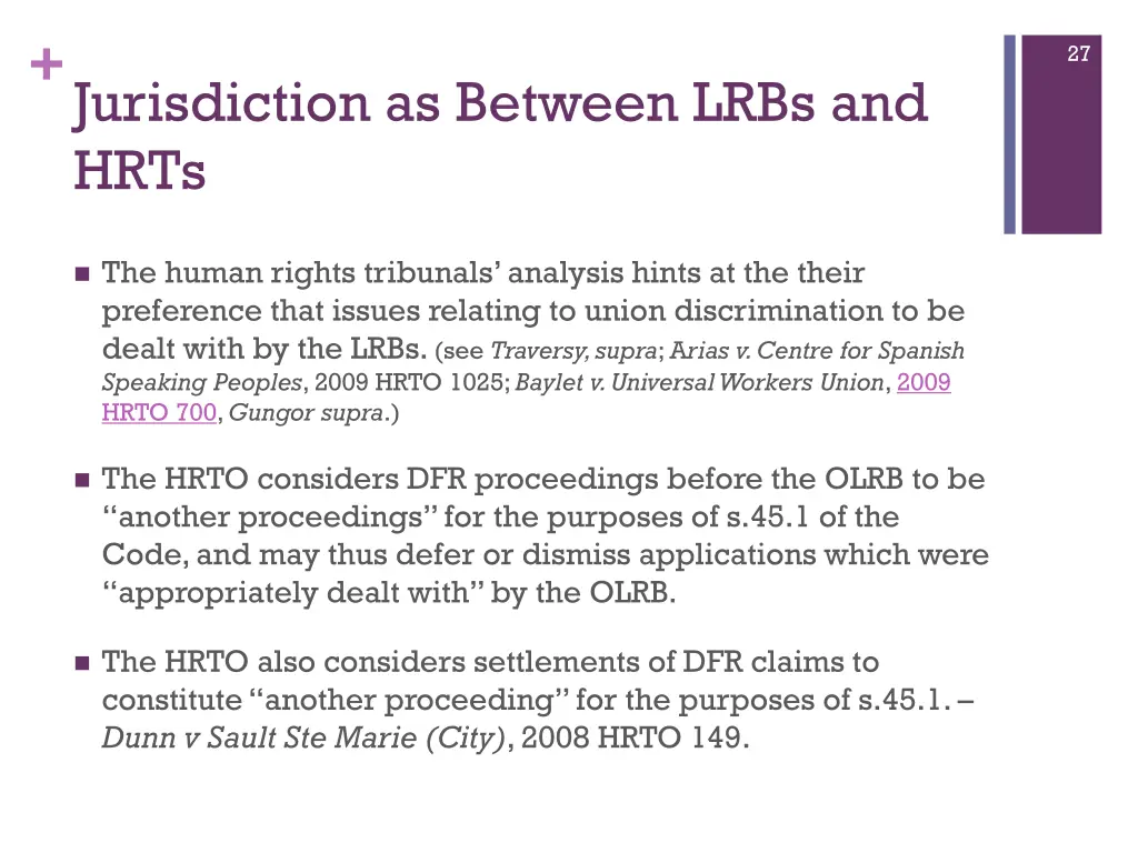 jurisdiction as between lrbs and hrts