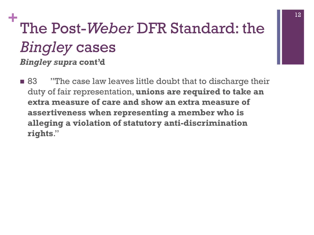 the post weber dfr standard the bingley cases 2